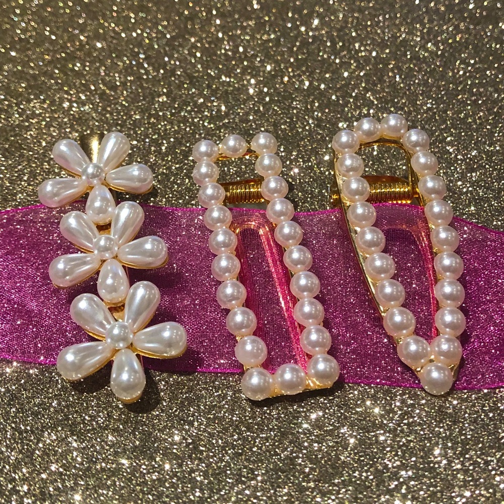 Hair Clips - Pearly Trio - Picture 1 of 2
